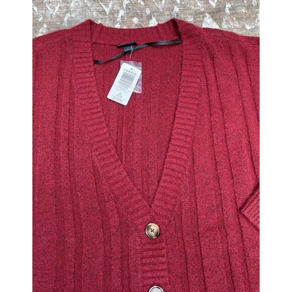 Torrid 3 Boyfriend Cardigan Sweater Rhubarb Red Vegan Cashmere Soft Cozy Pockets - Picture 6 of 16